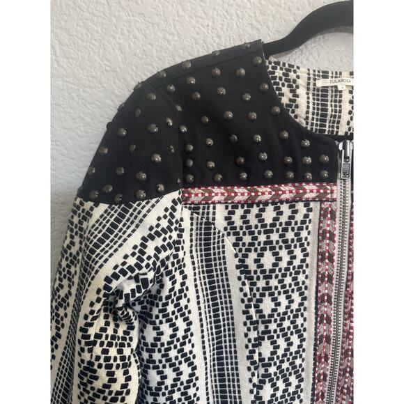 TulaRosa Studded Embroidered Front Zip Womens Small Jacket Art To Wear #6417 - Picture 6 of 16